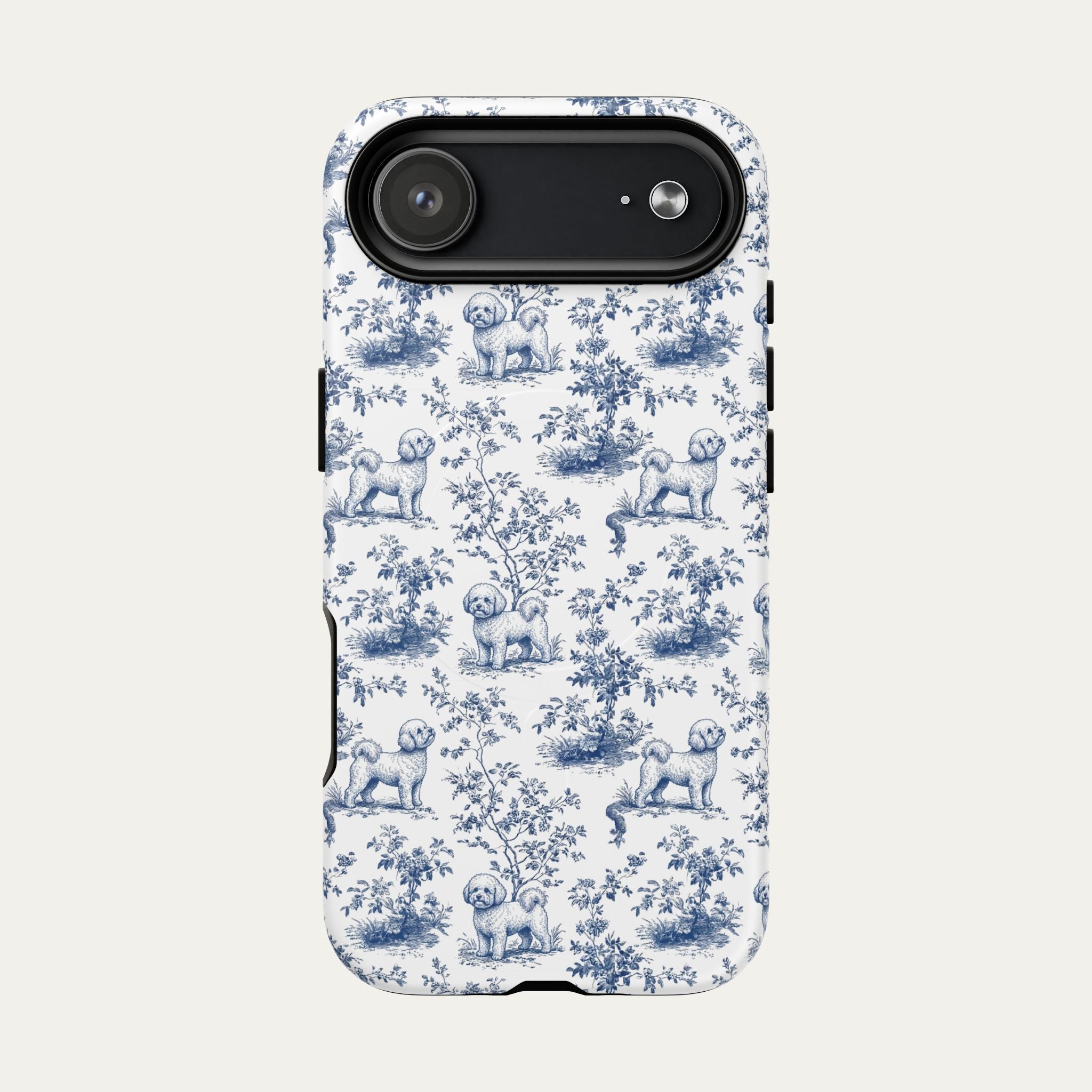 Bichon Frise Blue Toile Phone case
