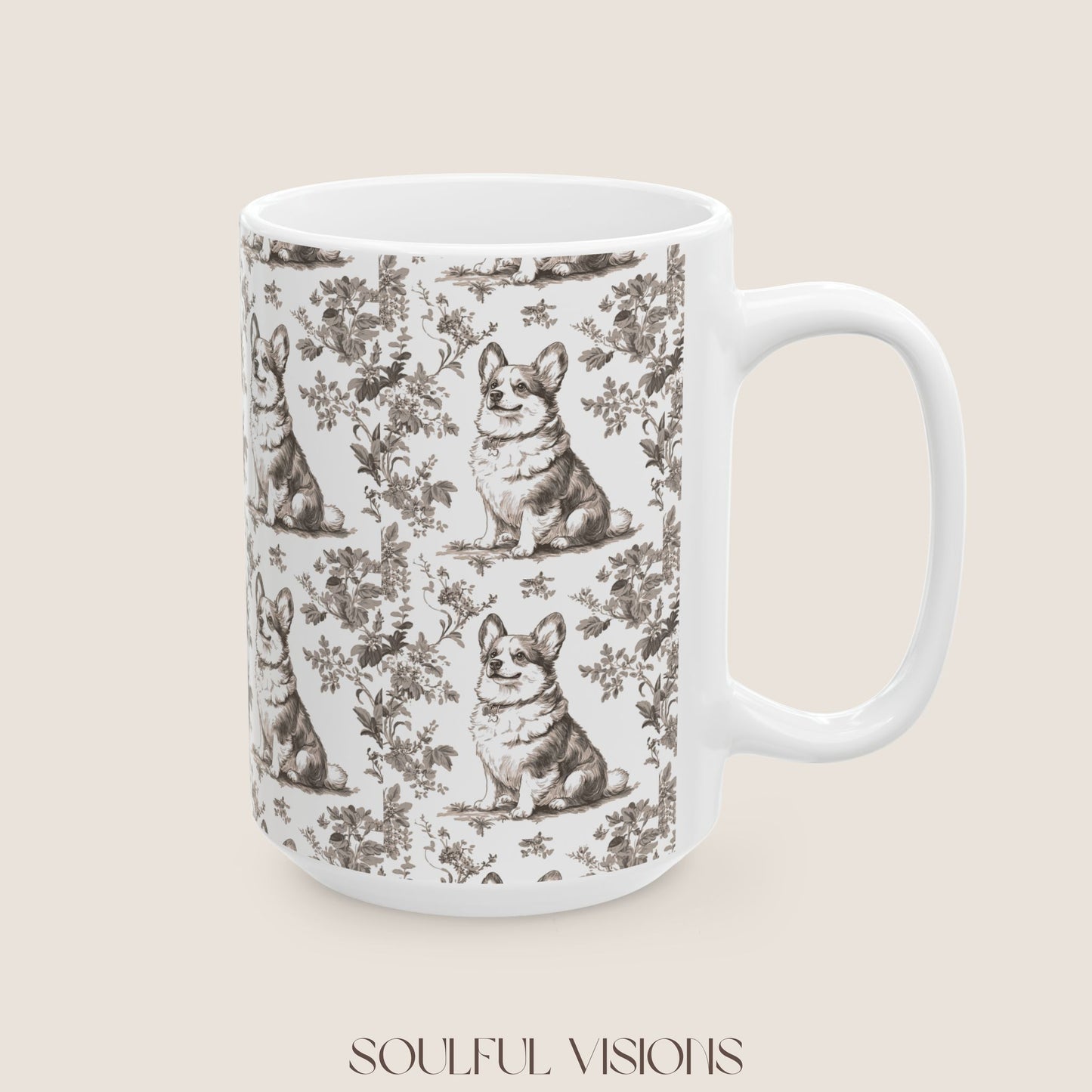 Corgi Toile De Jouy Mug