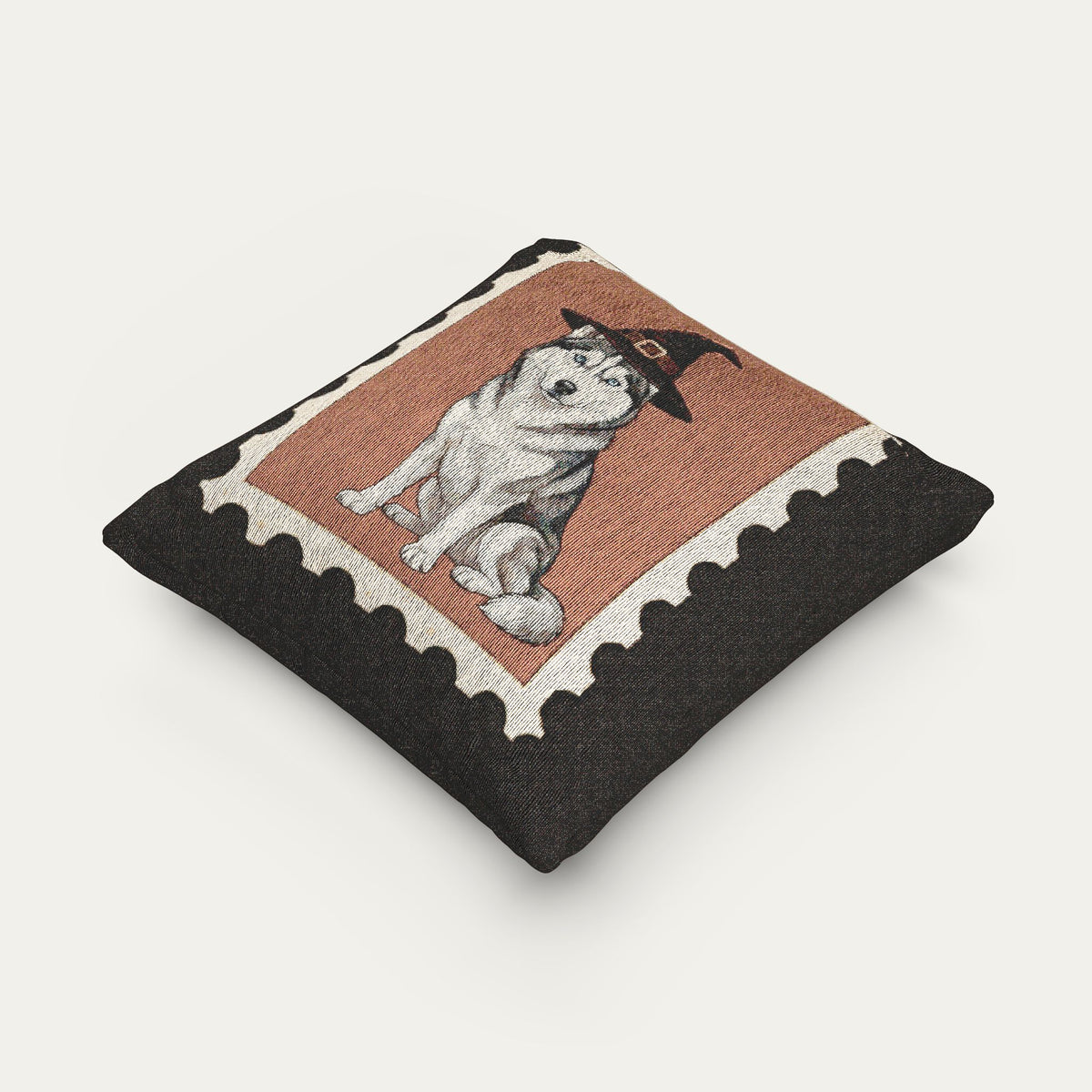 Husky Halloween Woven Pillow