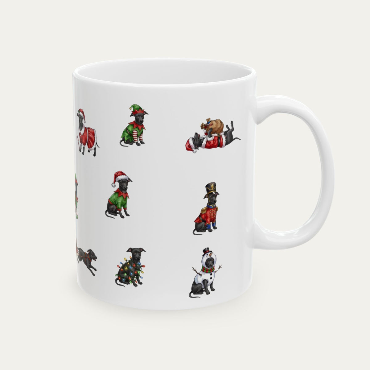 Greyhound Black Christmas Mug