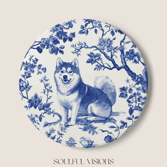 Shiba inu Ceramic Coaster French Toile