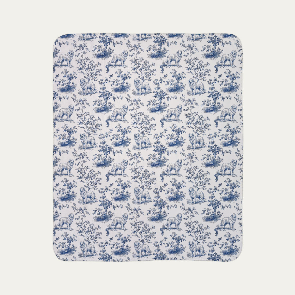 Greate Pyrenees Toile De Jouy Fleece Blanket