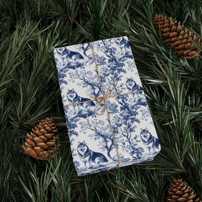 Husky French Toile De Jouy Wrapping Paper
