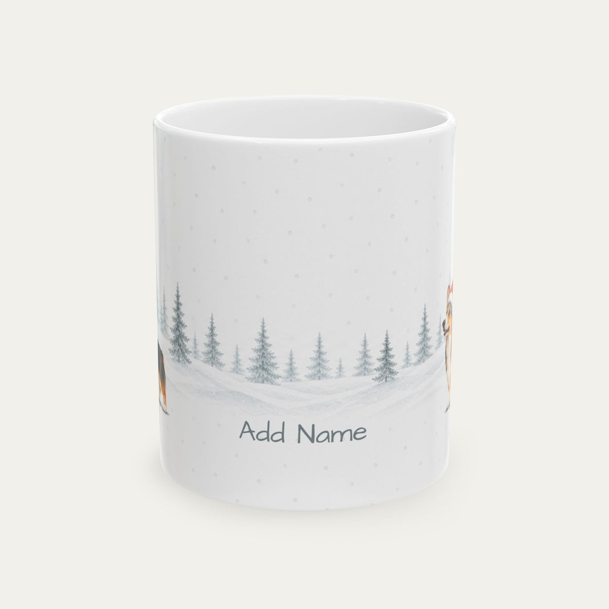 Custom Corgi Tri color Christmas Santa Hat Mug