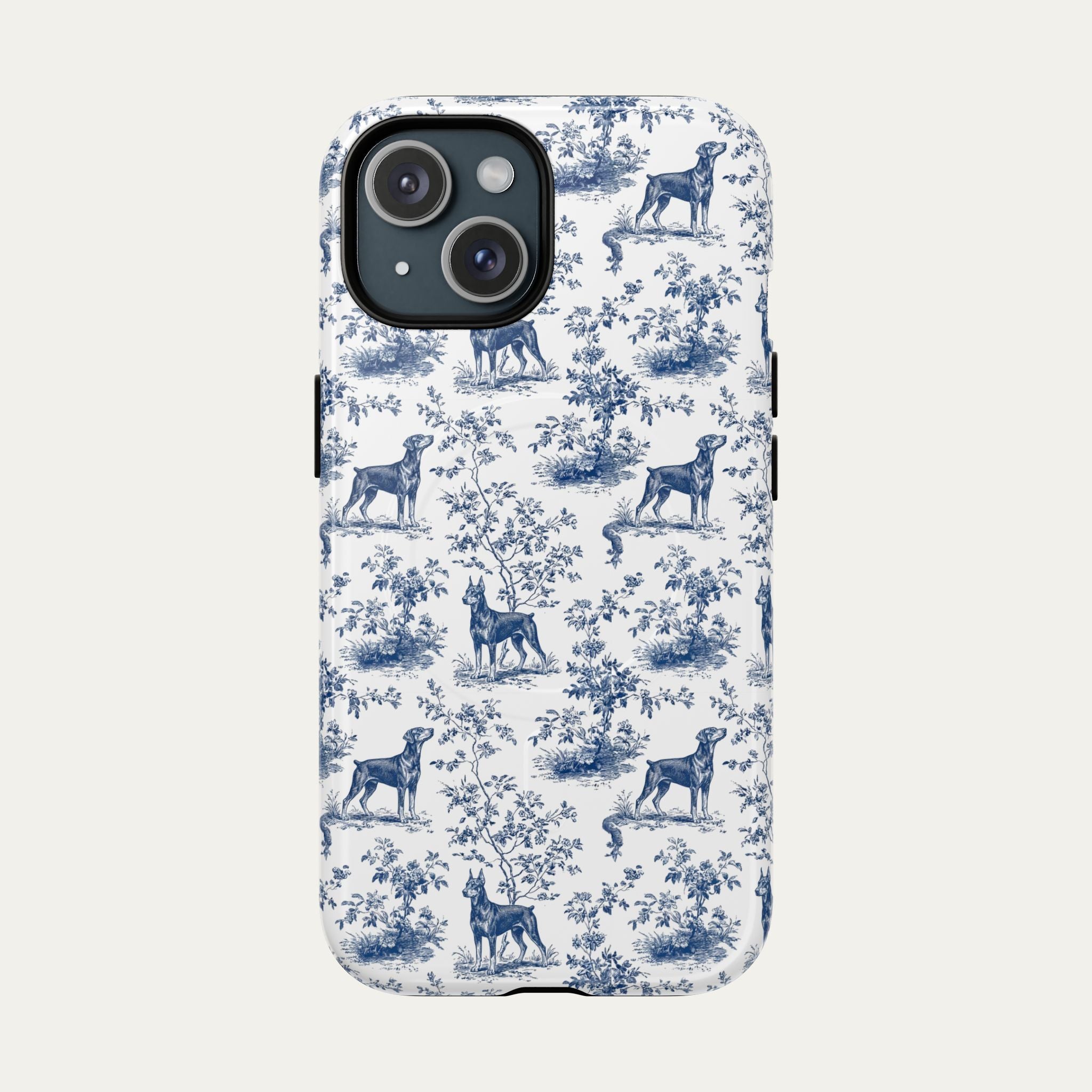 Doberman Blue Toile Phone case