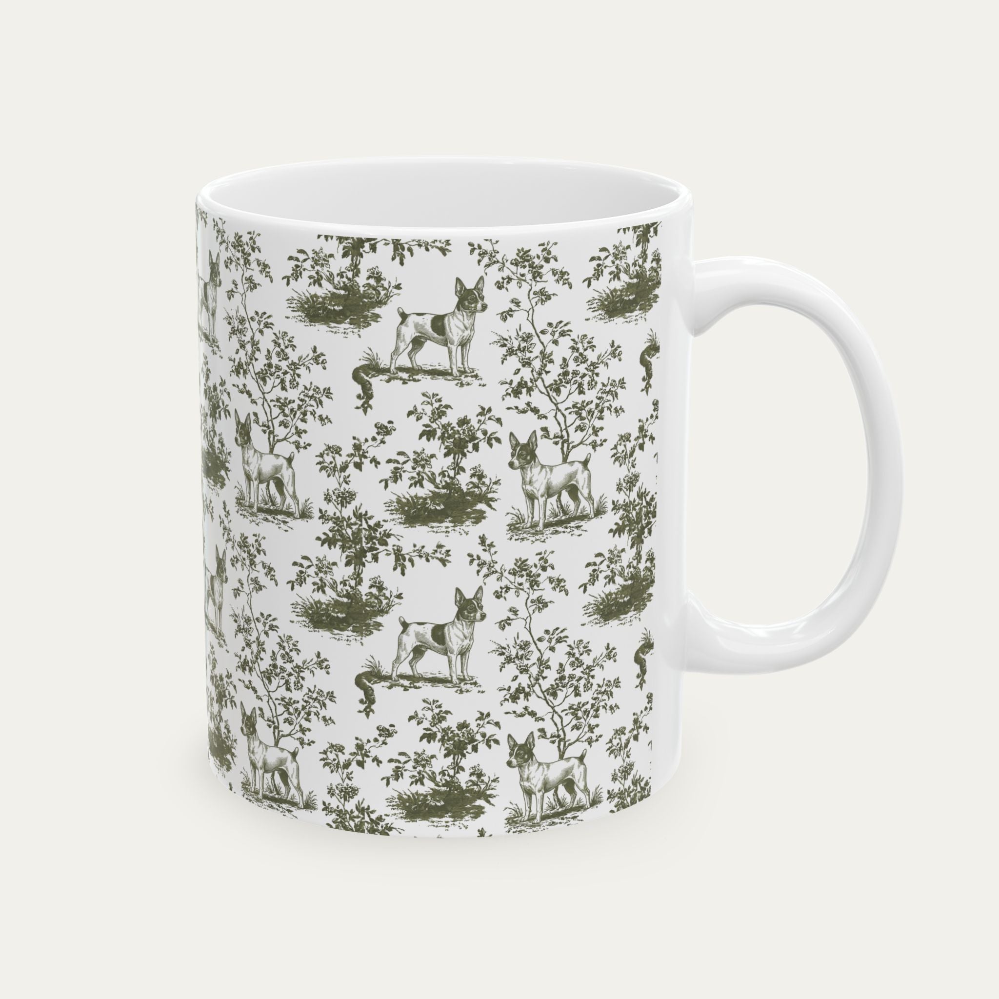 Toy Fox Terrier Sage Green Toile Mug