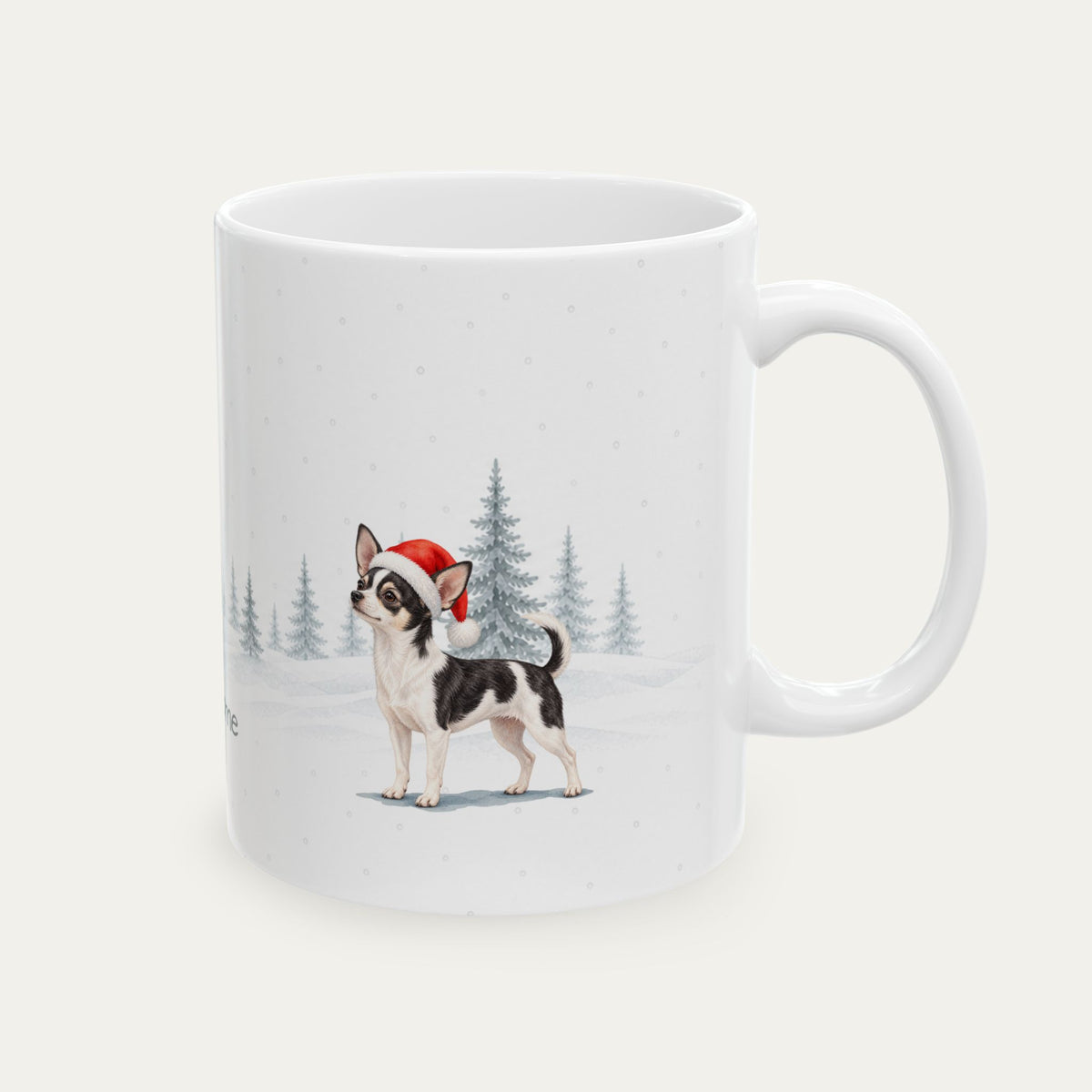 Custom Chihuahua Black and White  Christmas Santa Hat Mug