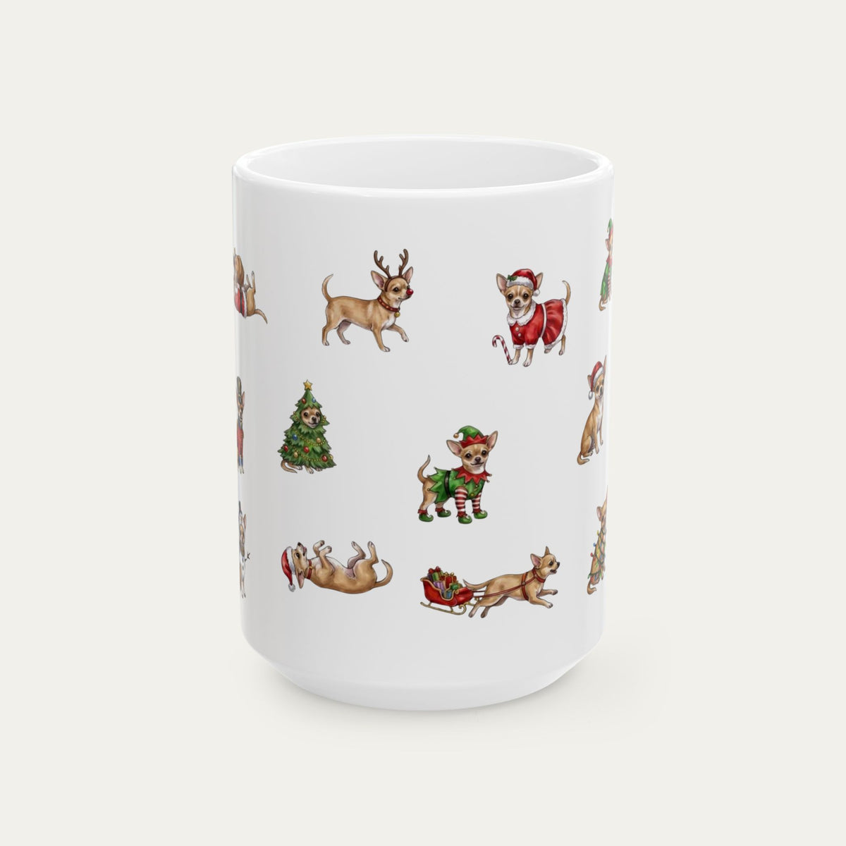 Chihuahua SH Fawn Christmas Mug