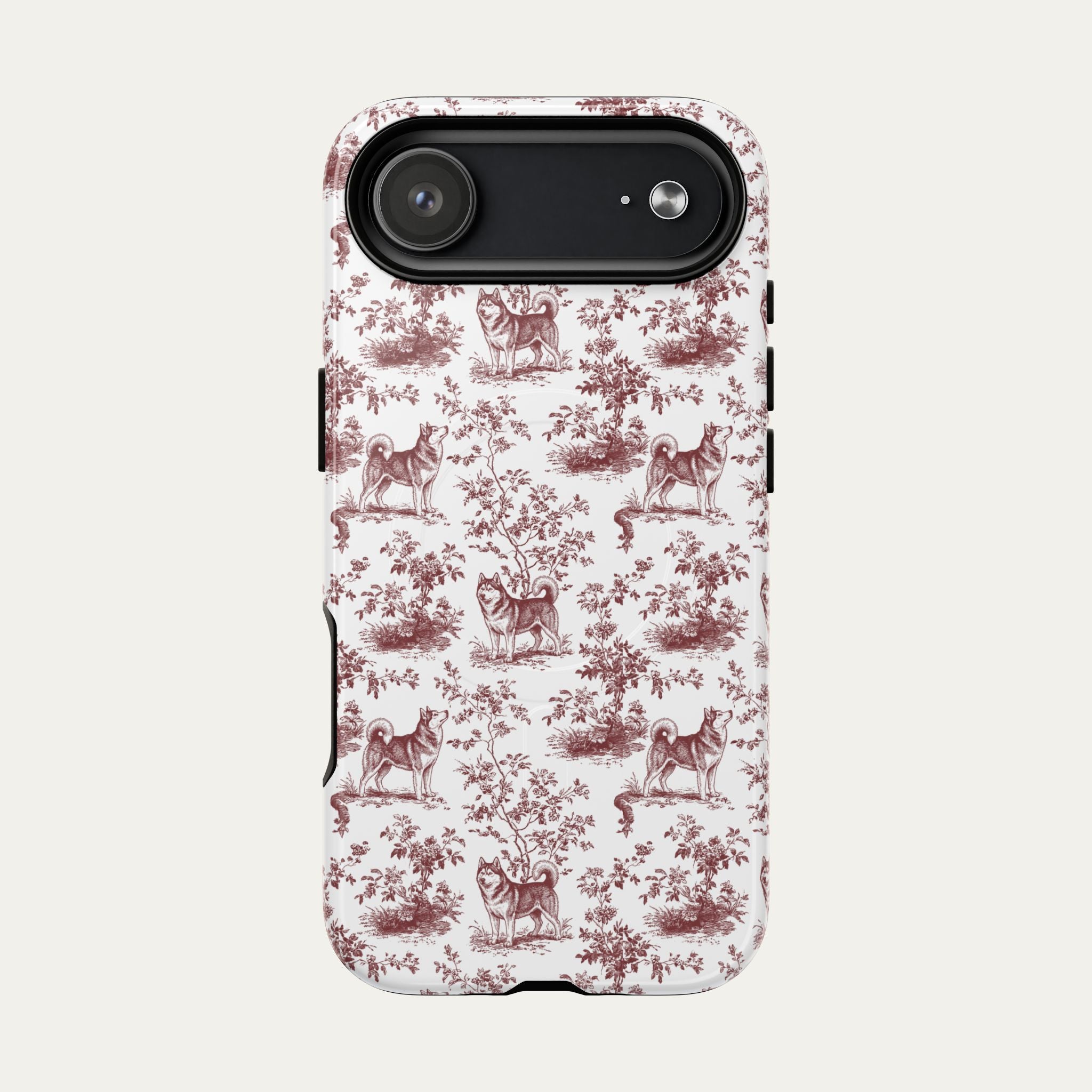 Husky Burgundy Toile phone Case