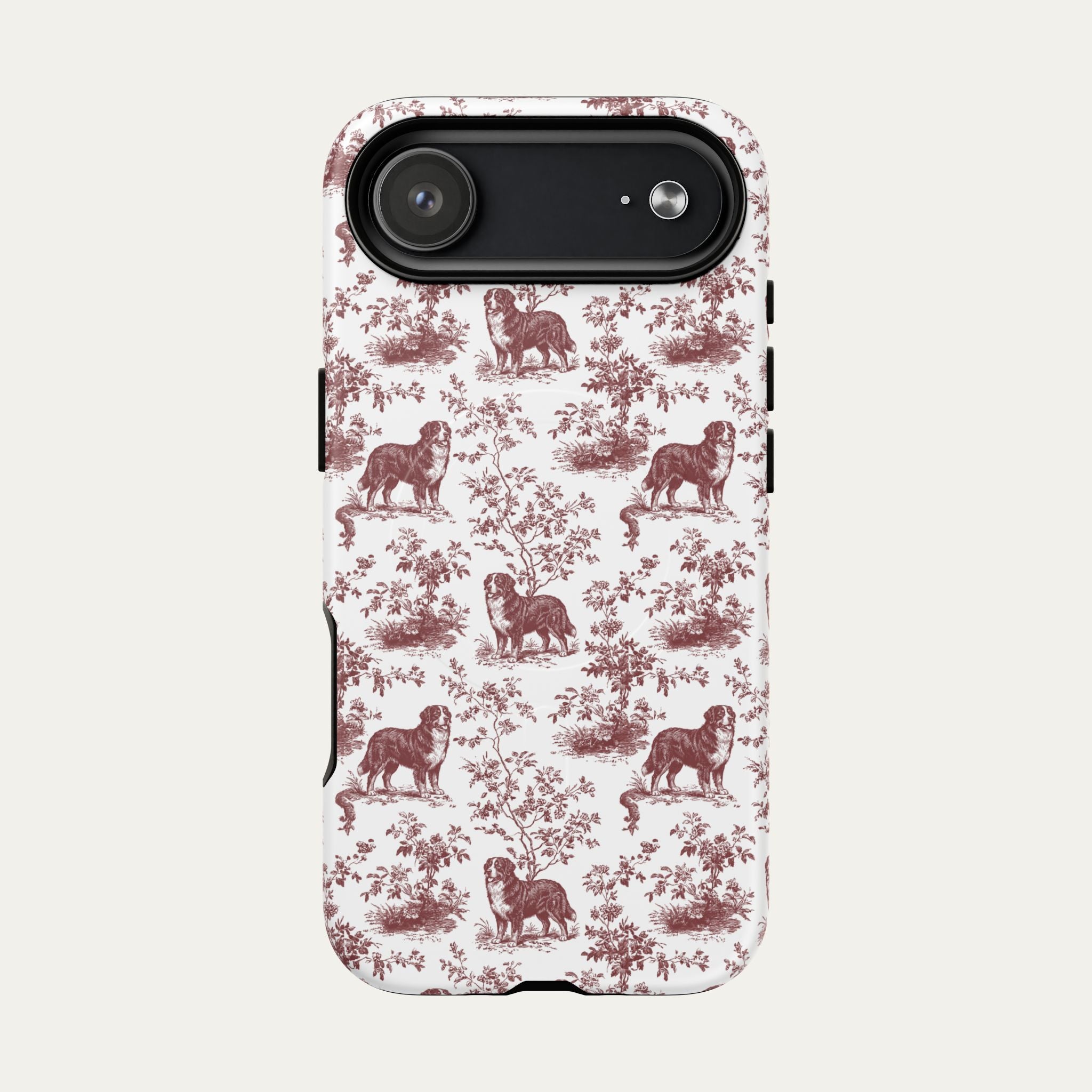 Bernese Mountain Burgundy Toile phone Case
