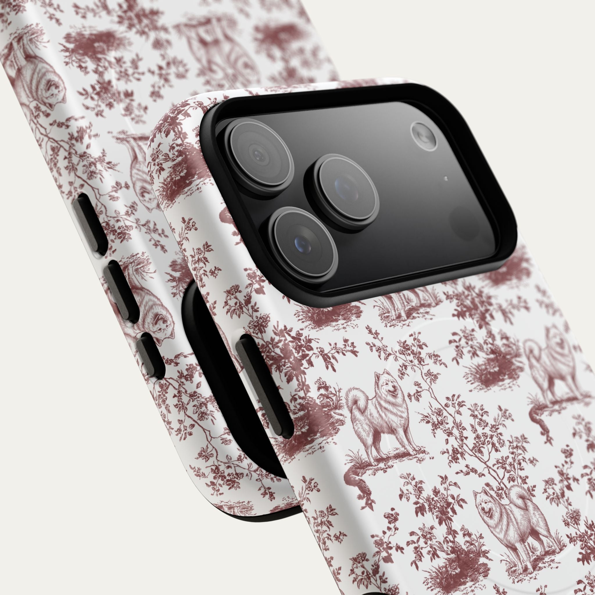 Samoyed Burgundy Toile phone Case