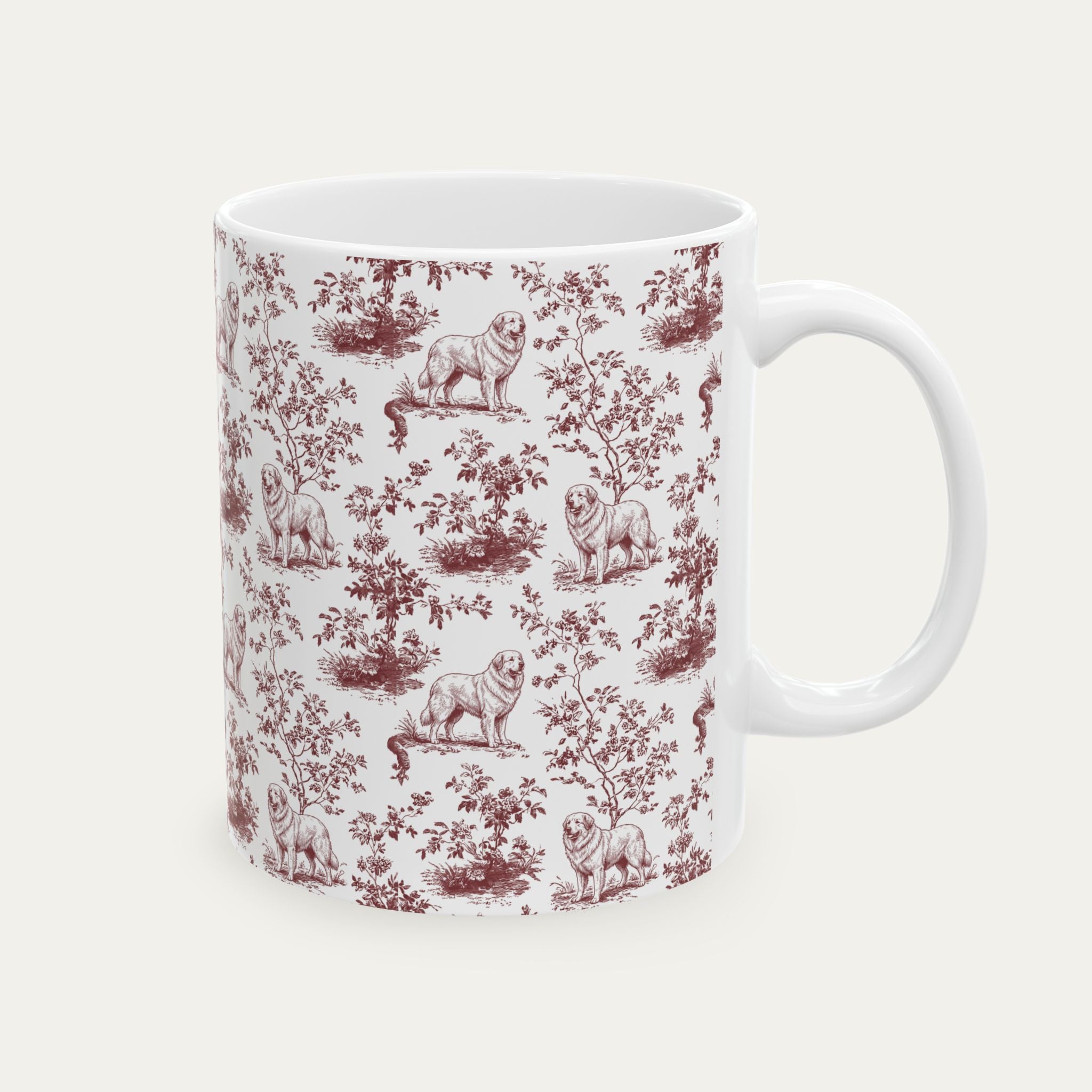 Great Pyrenees Burgundy Toile Mug