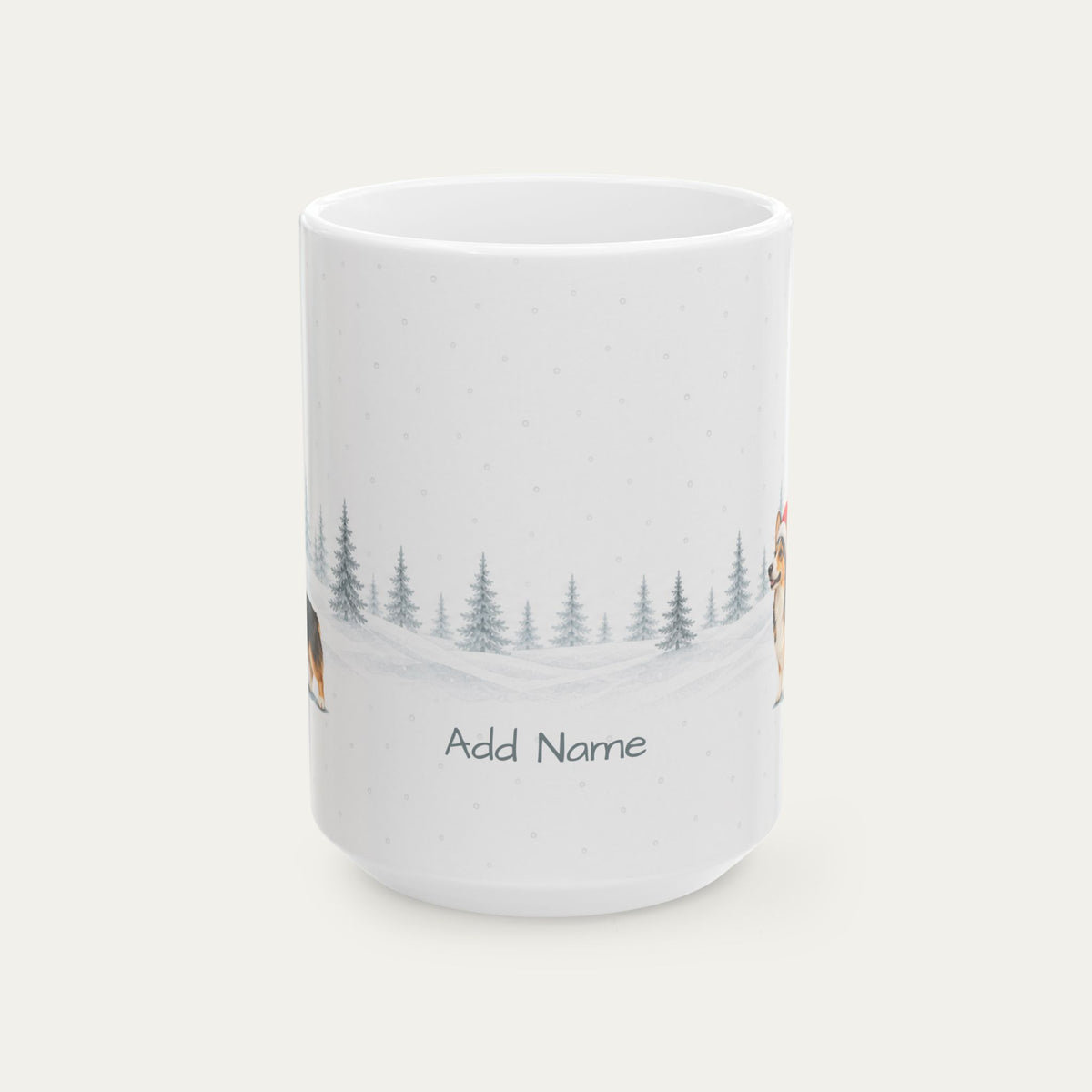 Custom Corgi Tri color Christmas Santa Hat Mug