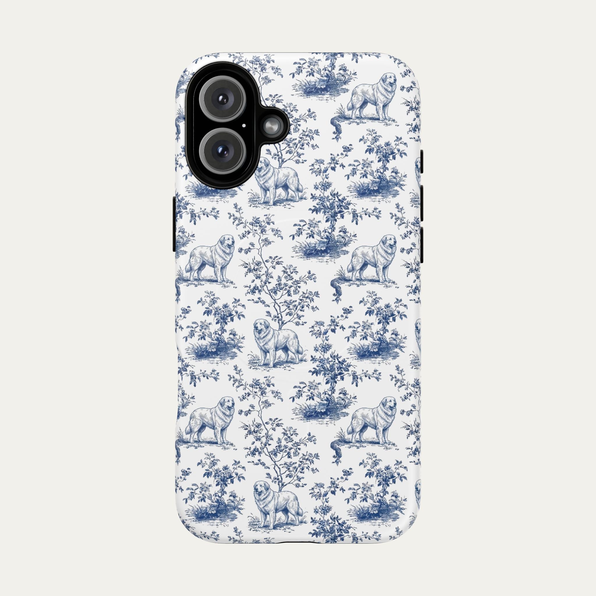 Great Pyrenees Blue Toile Phone case
