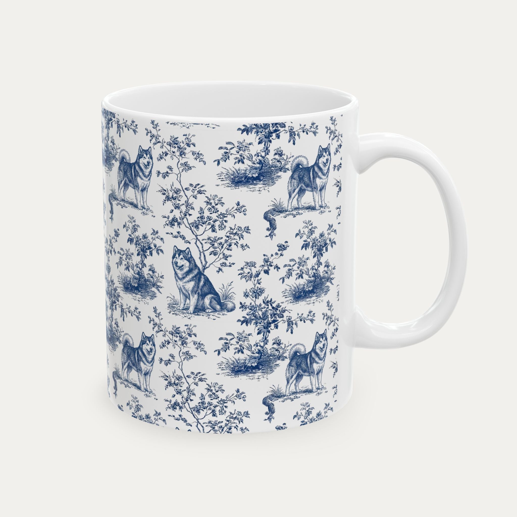 Alaskan Malamute Blue Toile Mug