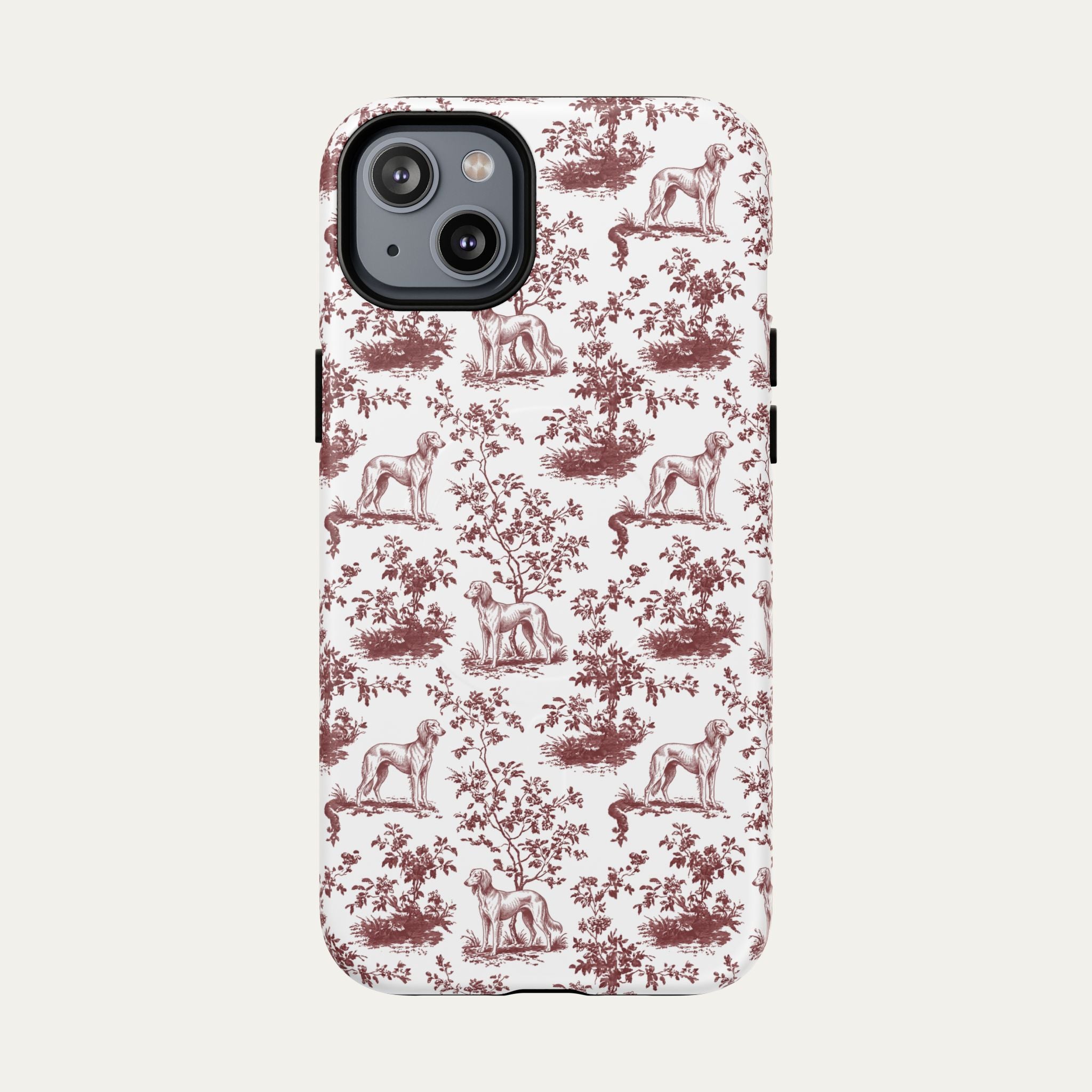 Saluki Burgundy Toile phone Case