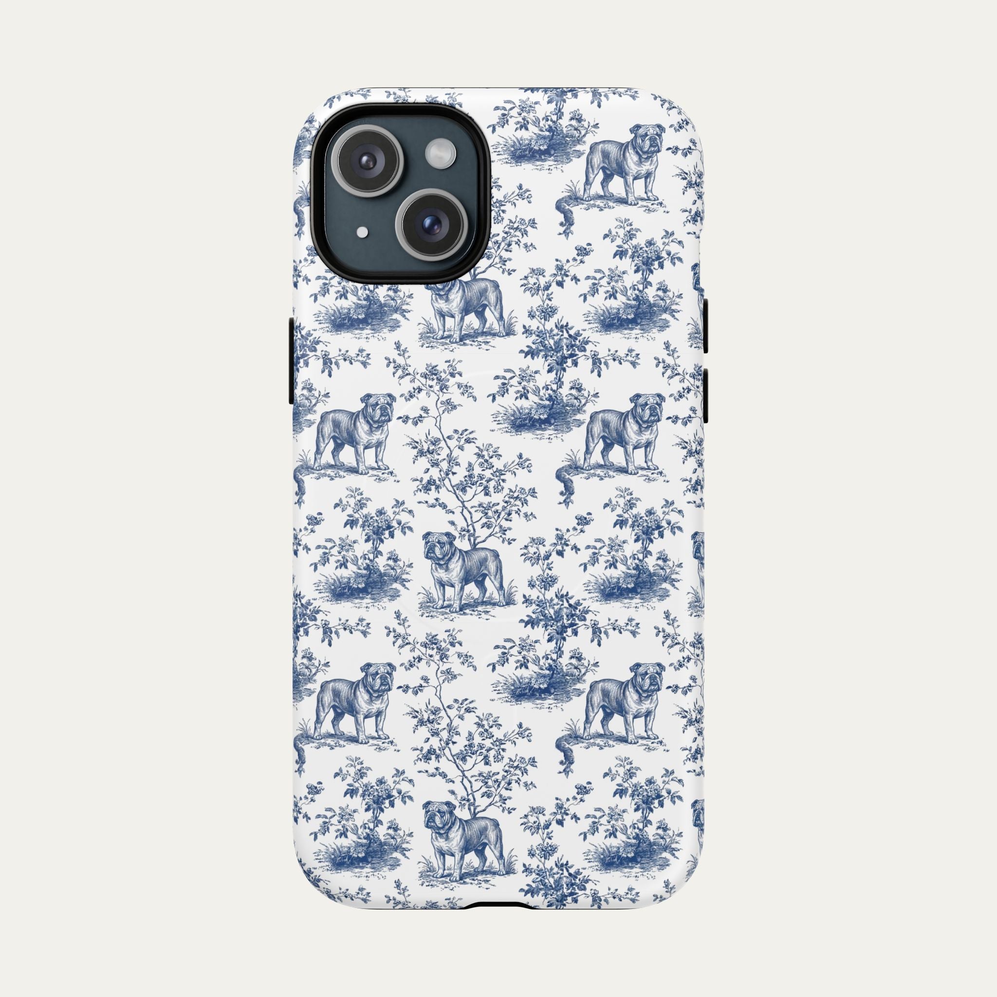 English Bulldog Blue Toile Phone case