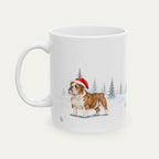 Custom English Bulldog Brindle and White Christmas Santa Hat Mug