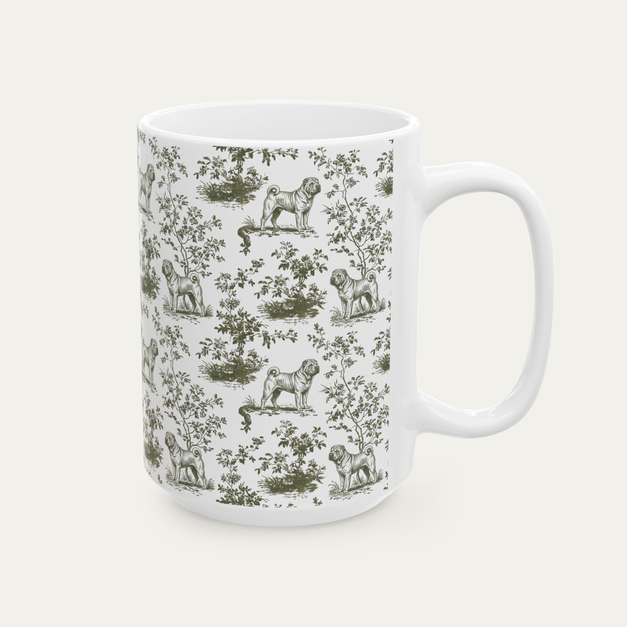 Shar Pei Sage Green Toile Mug