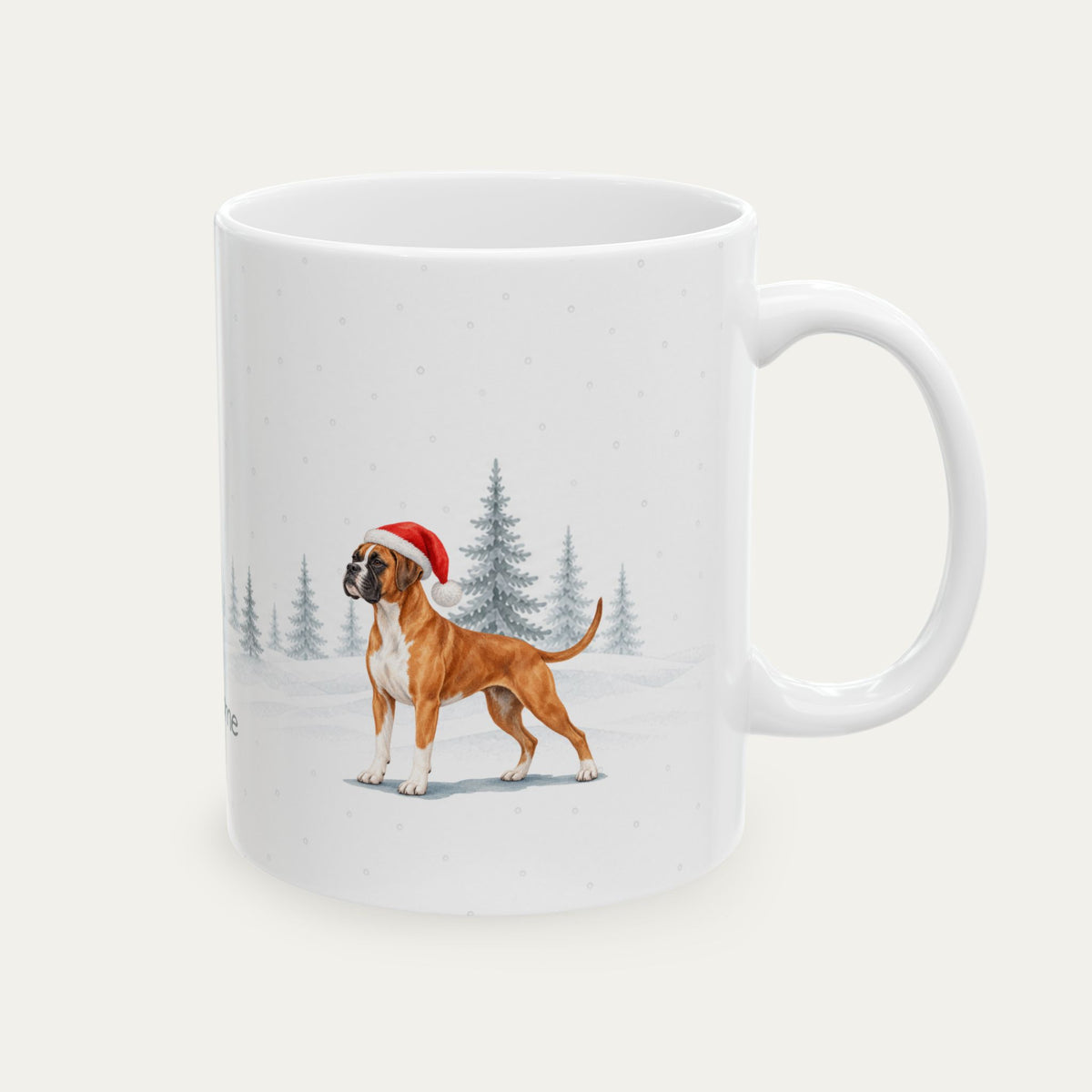 Custom Boxer Fawn and White Christmas Santa Hat Mug