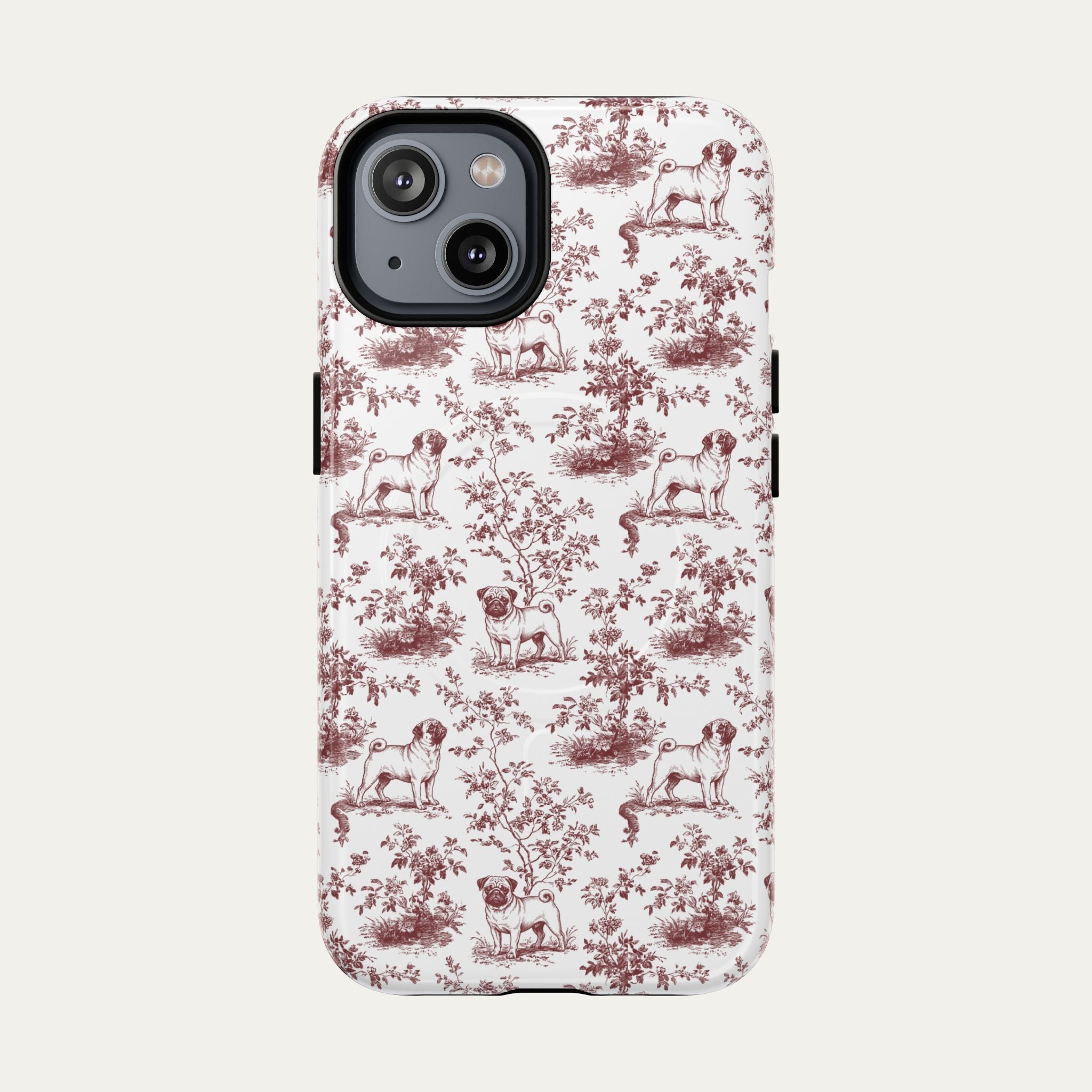 Pug Burgundy Toile phone Case