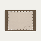 Custom Pet Food Mat Brown Scallop