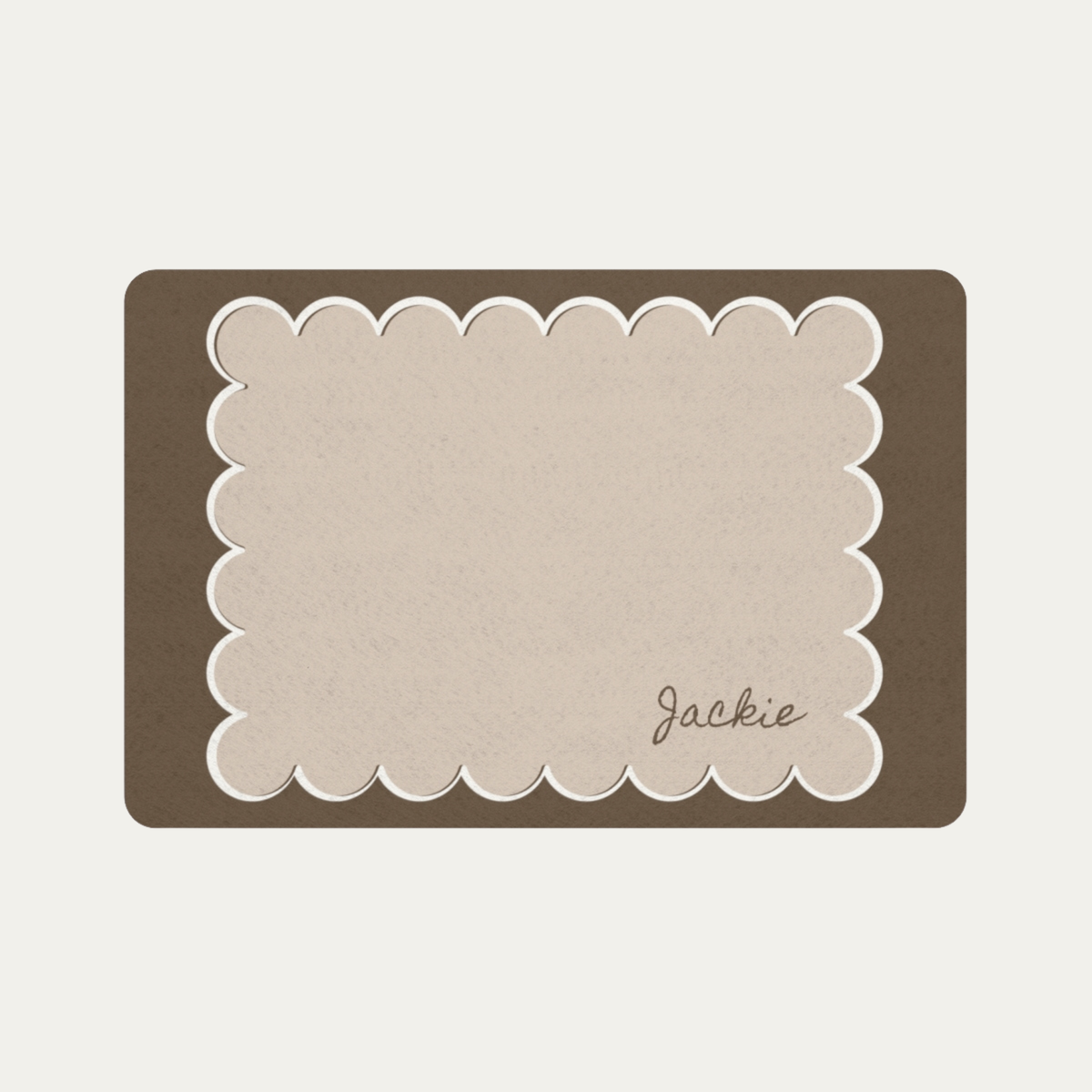 Custom Pet Food Mat Brown Scallop