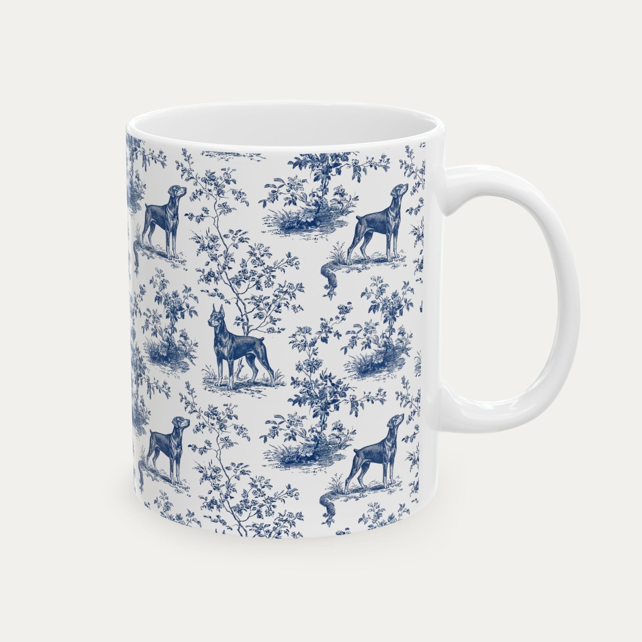 Doberman Blue Toile Mug