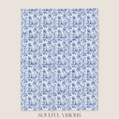Goldendoodle French Toile De Jouy Blanket