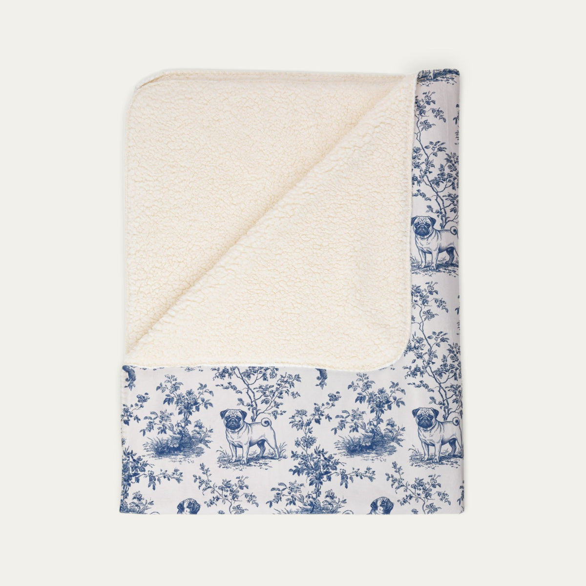 Pug Toile De Jouy Fleece Blanket