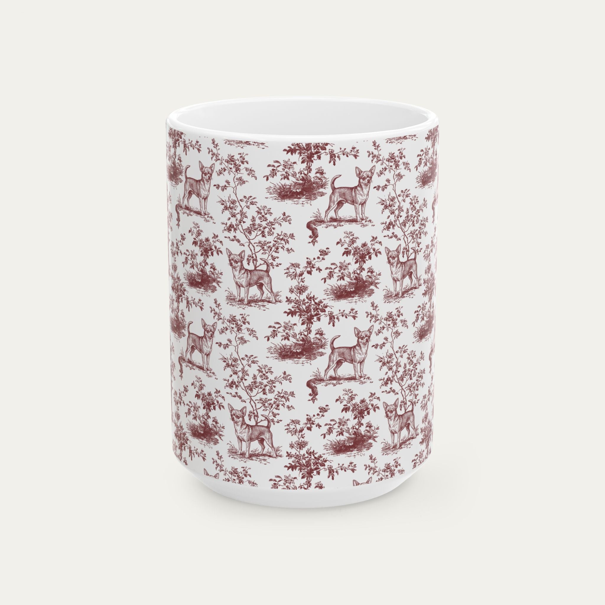 Chihuahua Shorthaired Burgundy Toile Mug