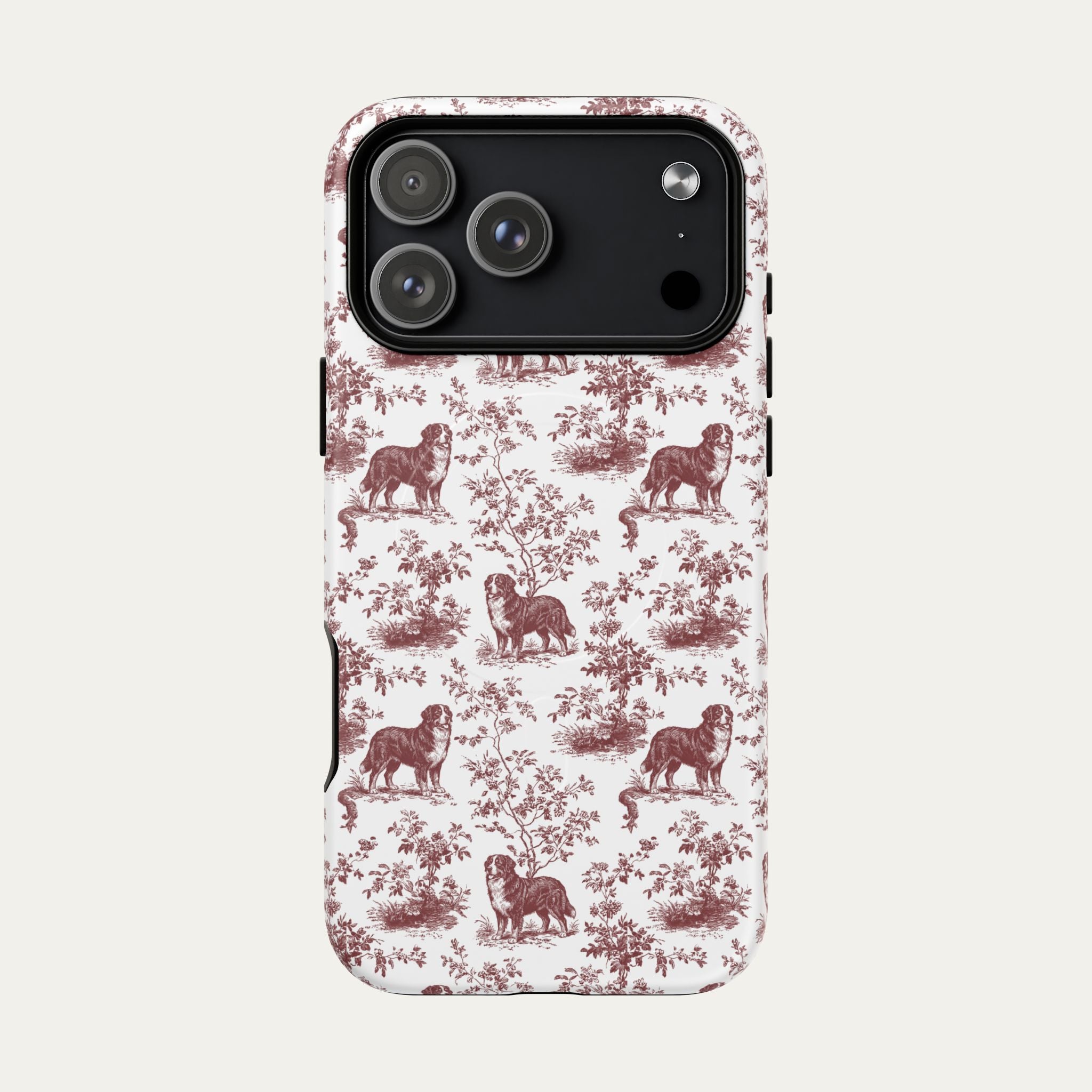 Bernese Mountain Burgundy Toile phone Case