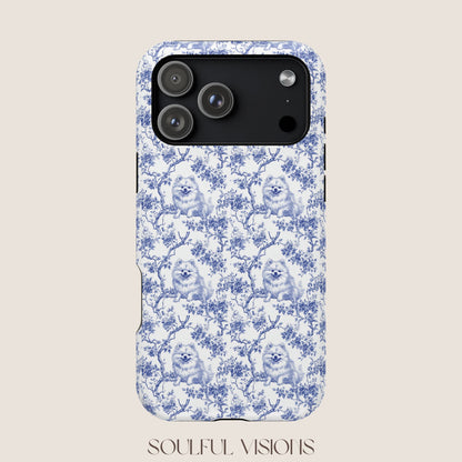 Pomeranian Toile De Jouy Magnetic Phone Case