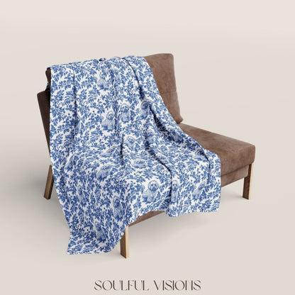 Havanese French Toile De Jouy Blanket