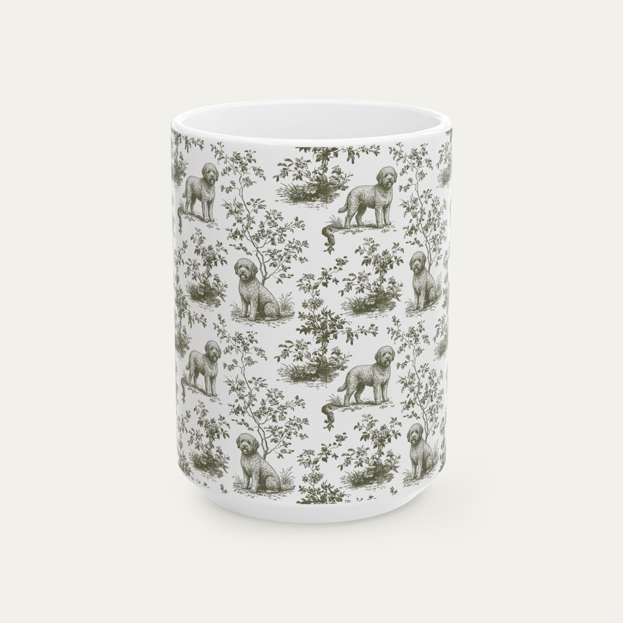 Spanish Water Dog Sage Green Toile Mug