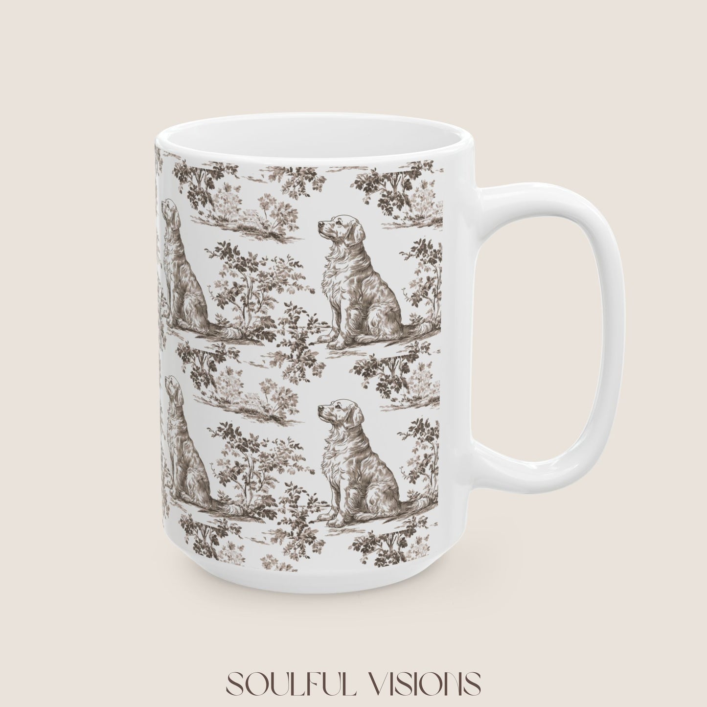Golden Retriever Toile De Jouy Mug