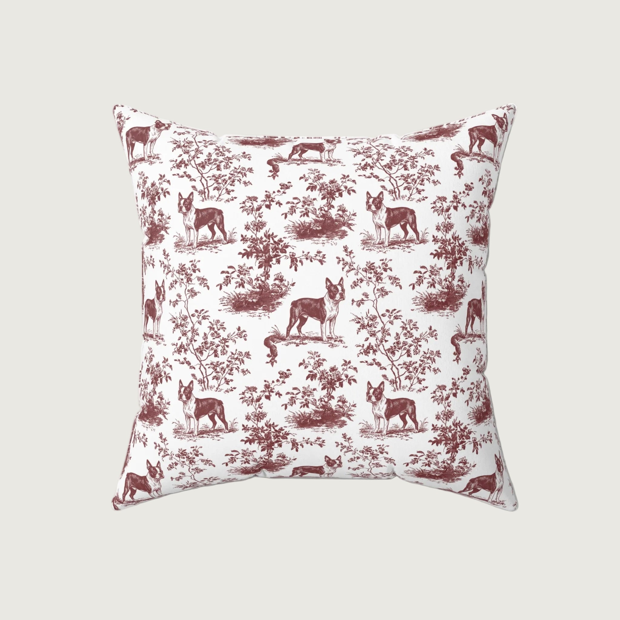 Dog Burgundy French Toile Pillow