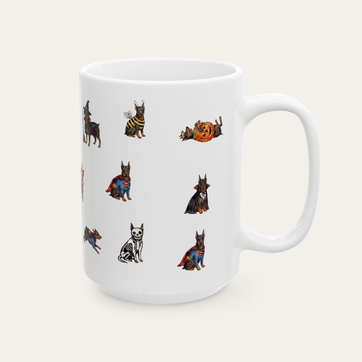Doberman Black and tan Halloween mug