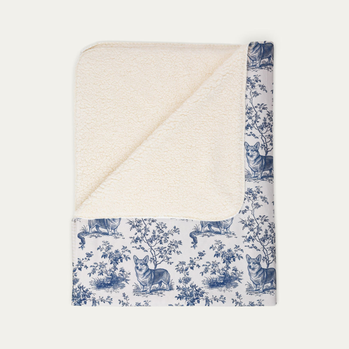 Corgi Toile De Jouy Fleece Blanket