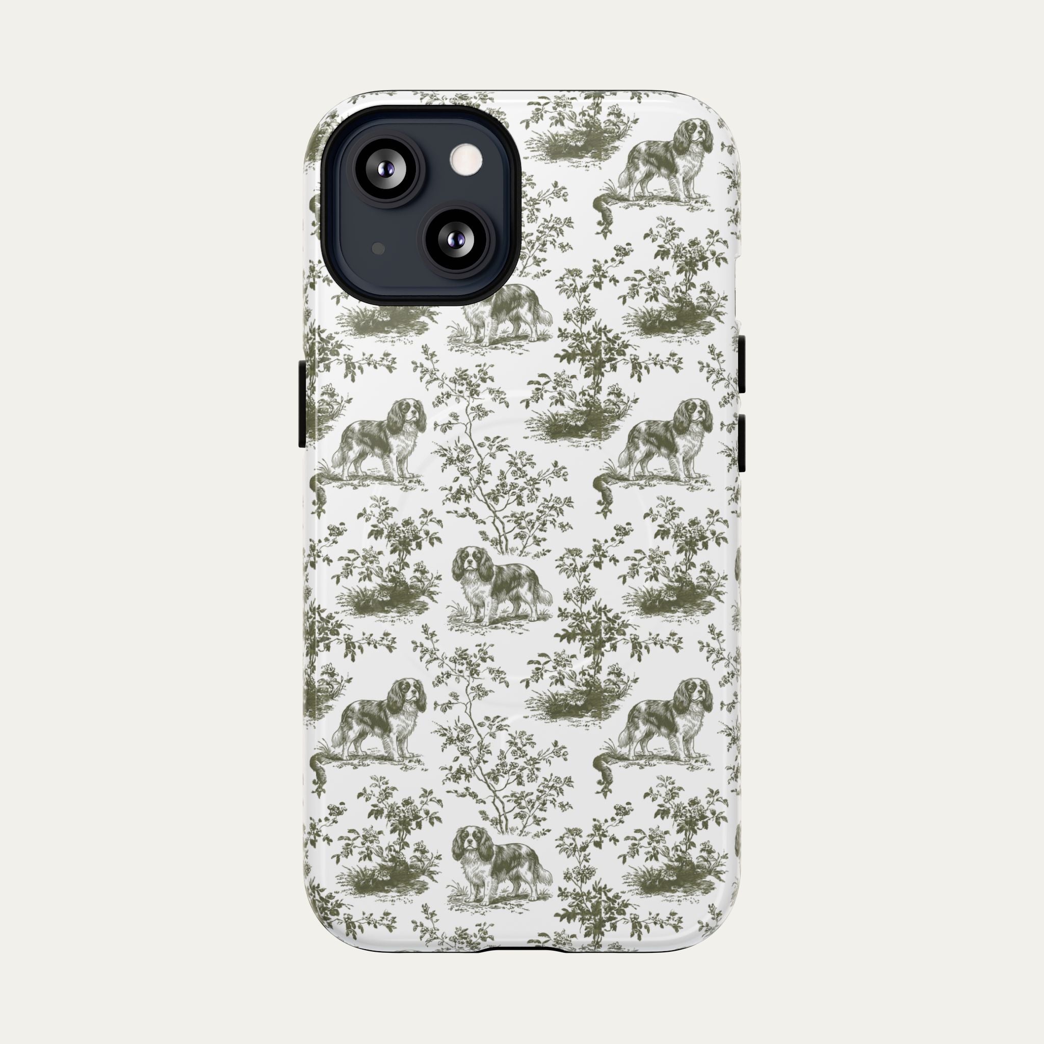 Cavalier Spaniel Sage Green Toile phone Case
