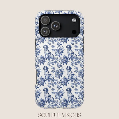 Brittany Spaniel Toile De Jouy Magnetic Phone Case