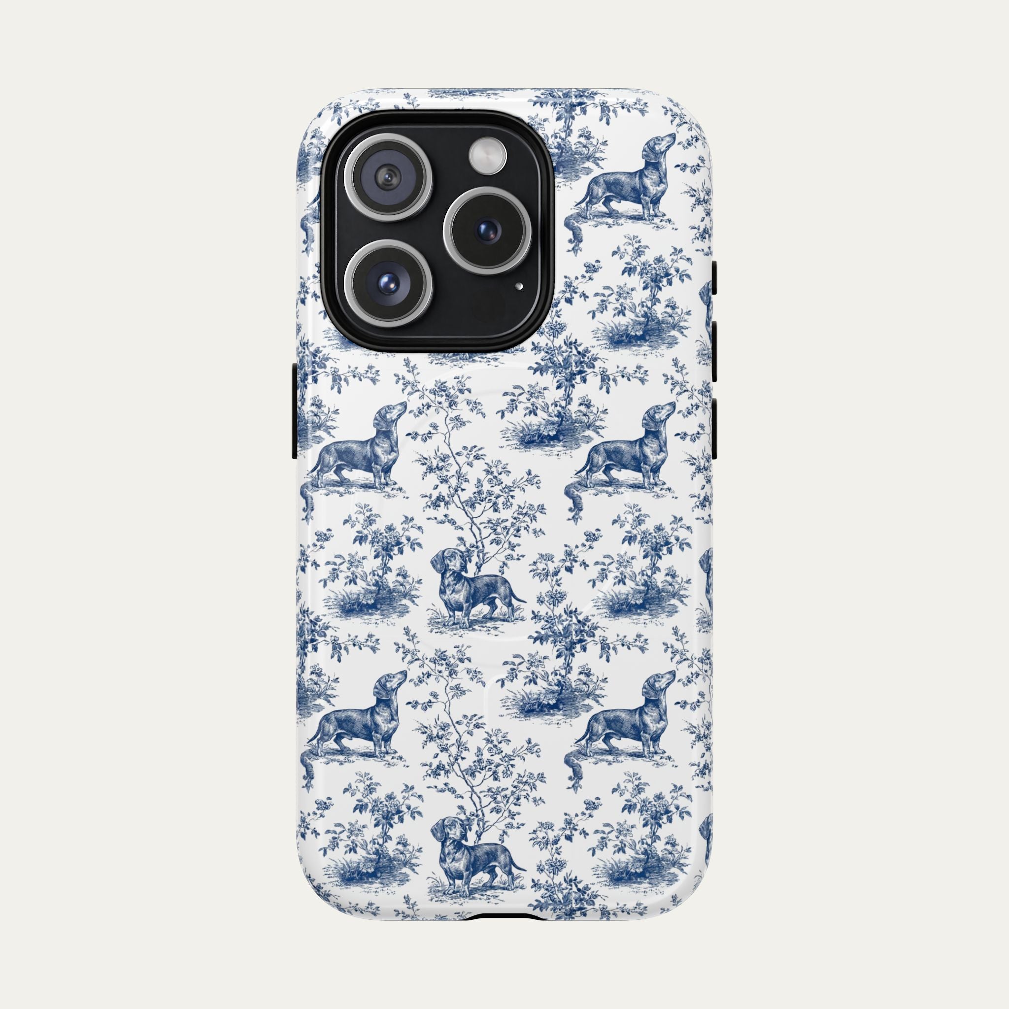Dachshund Shorthaired Blue Toile Phone case
