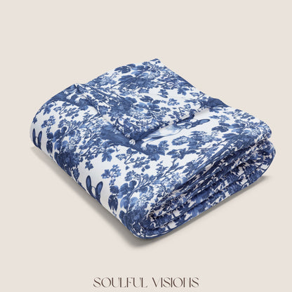 Boston Terrier French Toile De Jouy Blanket