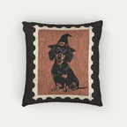 Dachund SH Black and Tan  Halloween Woven Pillow