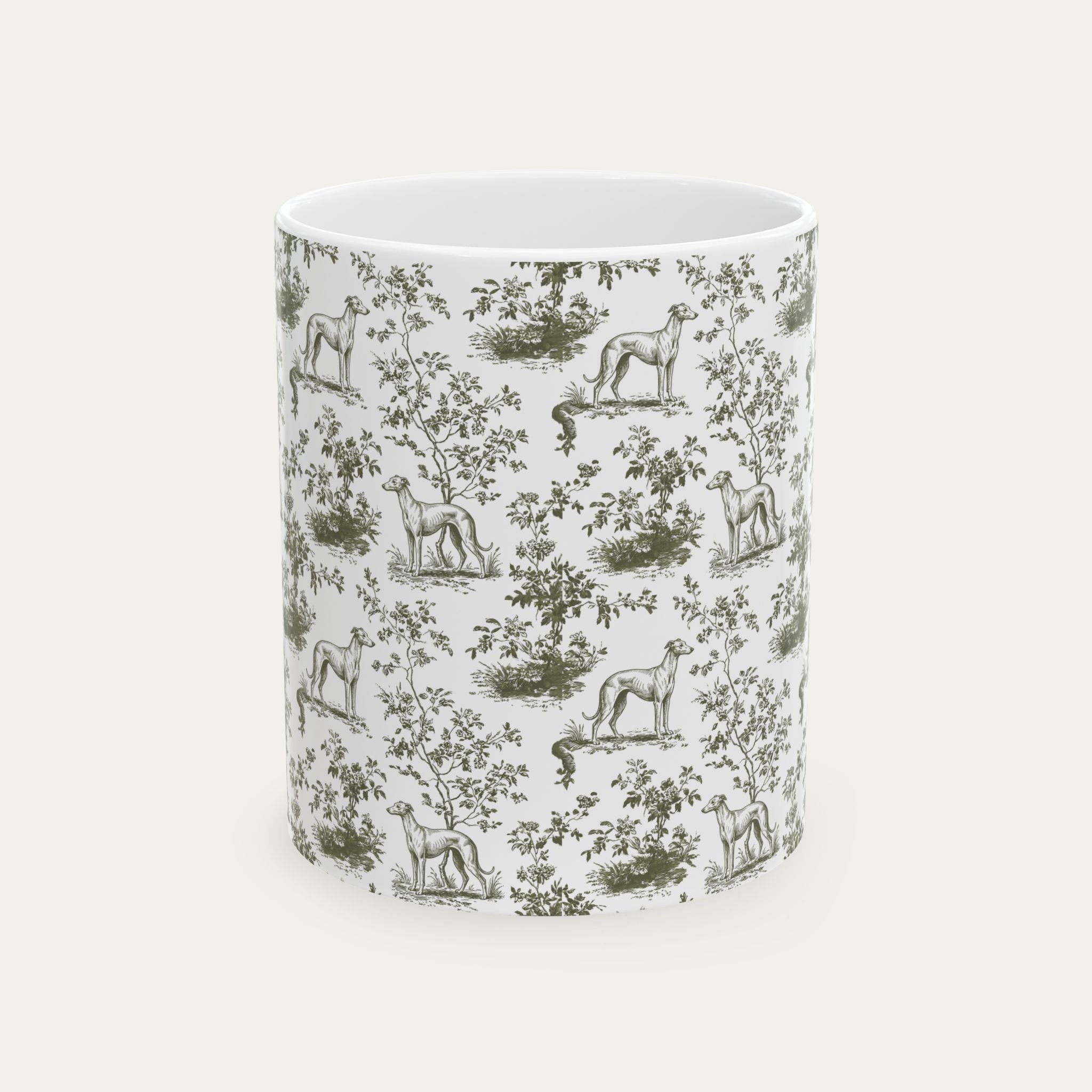 Whippet Sage Green Toile Mug