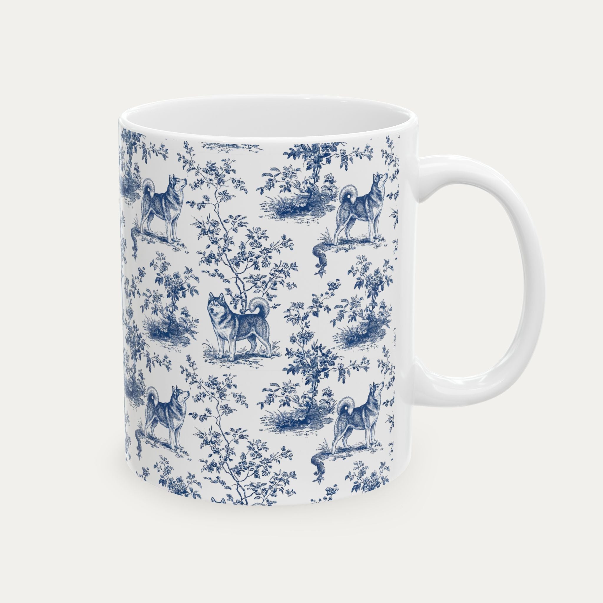 Husky Blue Toile Mug