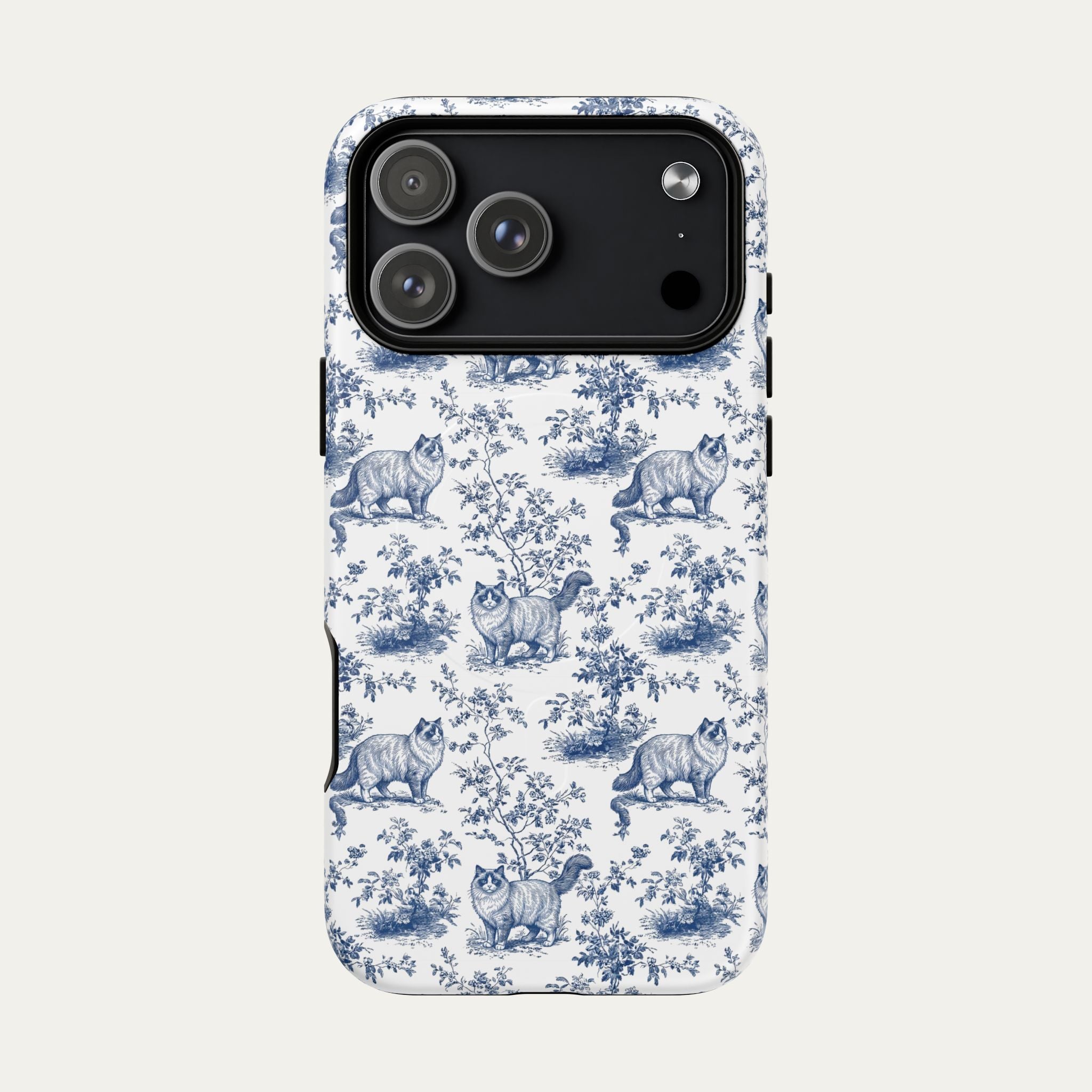 Cat Blue Toile Phone Case