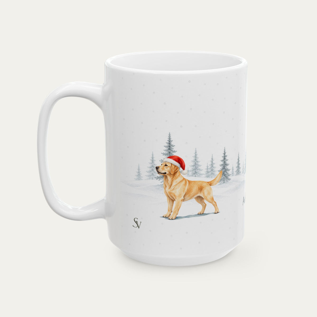Custom Labrador Retriever Yellow Christmas Santa Hat Mug