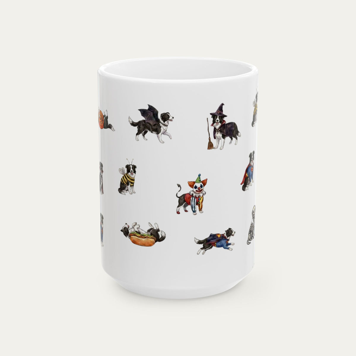 Border Collie B&W   Halloween mug