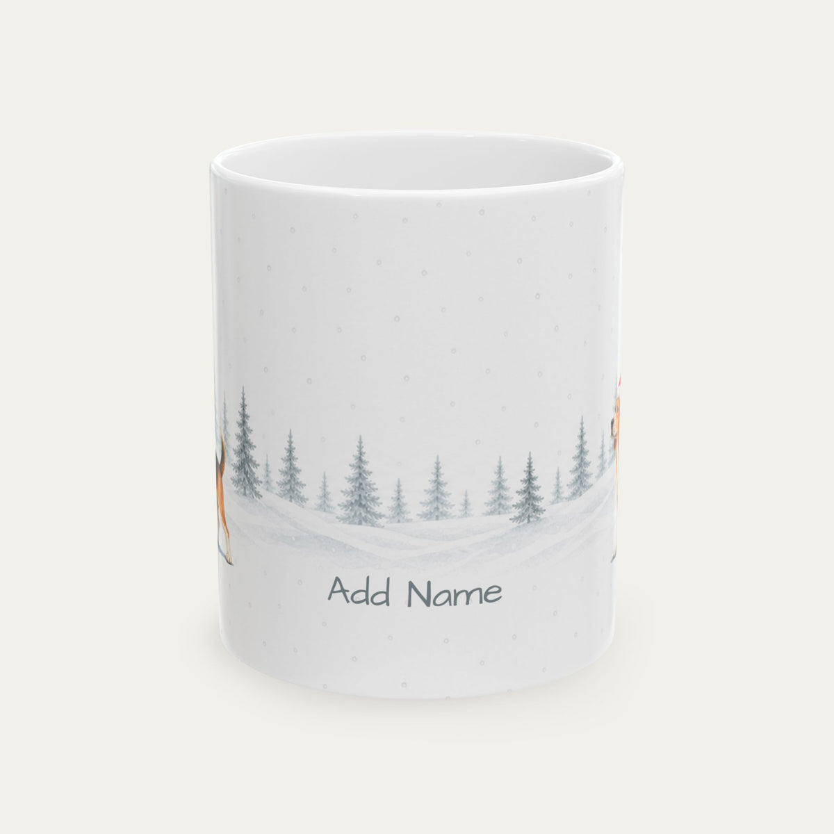 Custom Beagle Tri Color Chistmas Santa Hat Mug